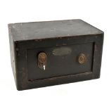 A late 19th century French cast iron small safe/strong box, with plaque inscribed ‘Bauche’, width