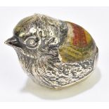 SAMPSON MORDAN & CO; an Edward VII novelty pin cushion in the form of a chick, Birmingham 1904,