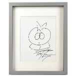 TREY PARKER; black felt tip on paper, a South Park character, possibly Butters Stotch, signed in