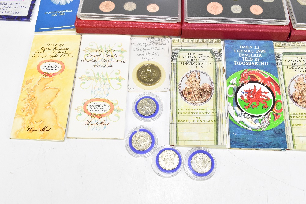 An assortment of British coinage, including Royal Mint proof sets, silver proof crown produced to - Image 2 of 4