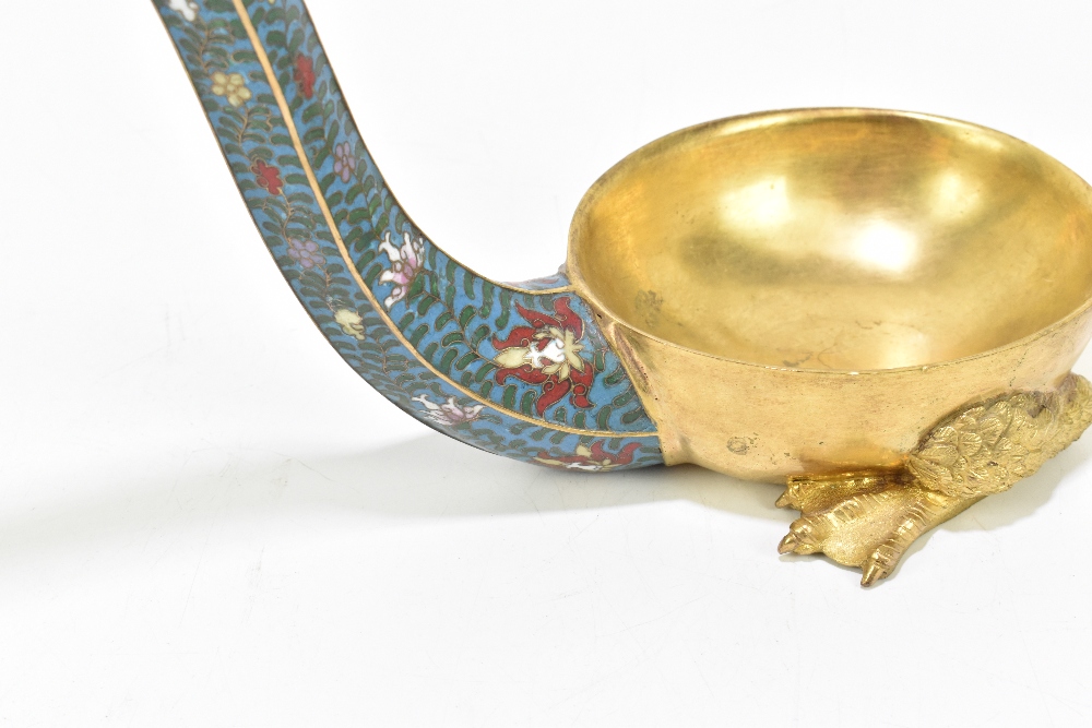 An unusual Chinese gilt metal and cloisonné brush washer modelled as a stylised sea creature with - Image 4 of 7