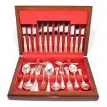 NEWBRIDGE; a modern silver plated canteen of cutlery in the King's pattern.