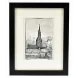 TREVOR GRIMSHAW (1947-2001); pencil drawing, study of a church, signed and dated '71 lower right,