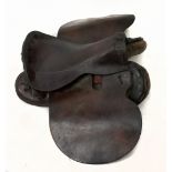 A German military brown leather officer's saddle.