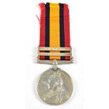 A QSA medal awarded to 4905 Pte W. Bruce Manchester Regiment, with Belfast and Defence of