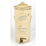 THE BROWNLOW BRITISH HEALTH FILTER; a late 19th century ceramic water filter and cover, with brass