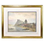 CHARLES PYNE (19th century); watercolour, Continental lake landscape believed to be Germany, signed,