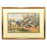 E L HERRING; watercolour, ‘Horse Drawn Wagon’, signed and dated 1880, 27 x 43cm, framed and glazed.