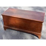 An early 20th century oak blanket box with hinged top, on bracket feet, height 50cm, width 101cm,