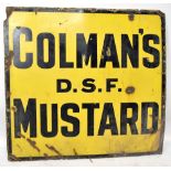 An original advertising Colman's D.S.F mustard enamel sign, approx 92 x 96cm.