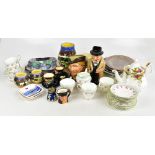 A quantity of ceramics including six Royal Doulton character jugs, Minton plates and a Paragon