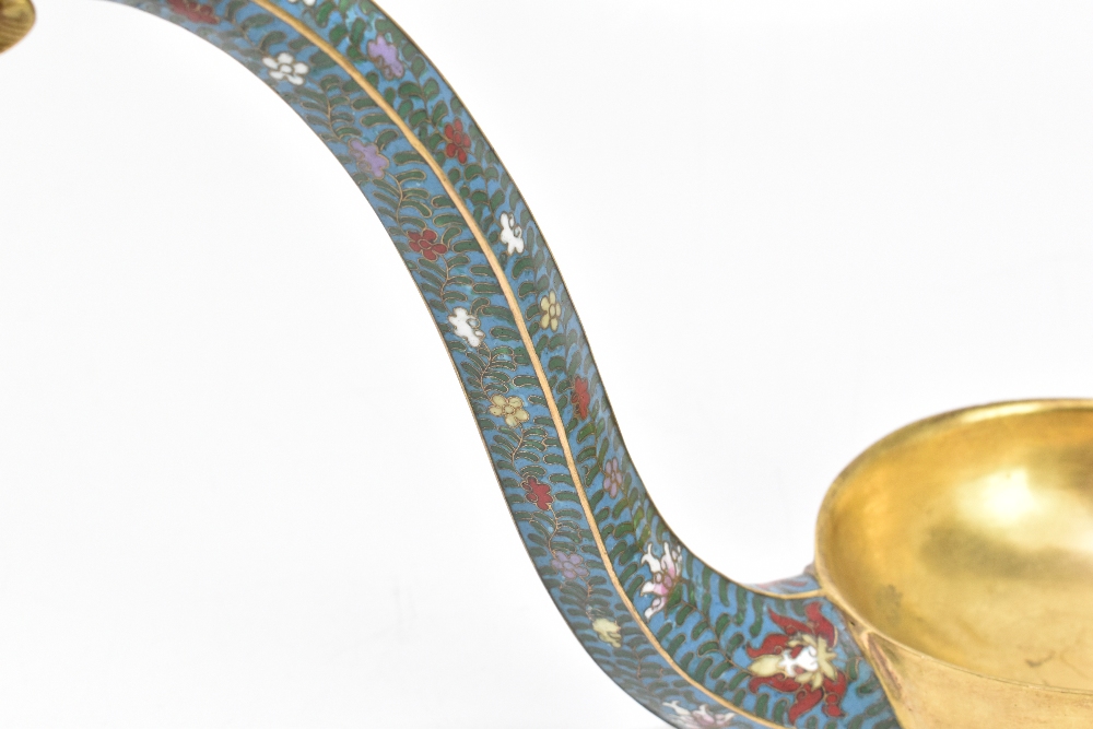 An unusual Chinese gilt metal and cloisonné brush washer modelled as a stylised sea creature with - Image 3 of 7