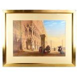 CHARLES VACHER (1818-1883); watercolour, 'The Doge's Palace Piazza, San Marco, Venice', signed and