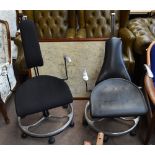 HILLE; two similar office chairs, one with material upholstery, the other with leatherette