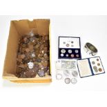 A collection of British and foreign coinage and bank notes including a cased South African proof