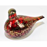 OIVA TOIKA FOR IITTALIA; an Art Glass model of a bird with mottled detail, length 18cm.Additional