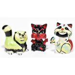 LORNA BAILEY; three ceramic cats, height of largest example 13.5cm (3).Additional InformationLight