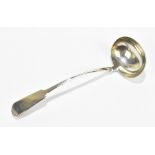 A Victorian hallmarked silver Fiddle pattern ladle, Newcastle 1853, length 32cm, approx. 8.5ozt/