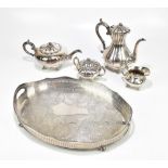 VINER'S SHEFFIELD; a silver plated four piece tea service with panelled decoration, and a matched