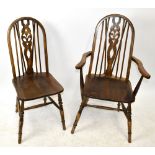A set of six Country dining chairs, size of armchairs 100 x 56 x 45cm.