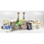 A collection of 19th century and later ceramics including a pair of French faïence ware