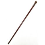 A late 19th century tapering walking cane with plaited and tied knot rope upper section, length