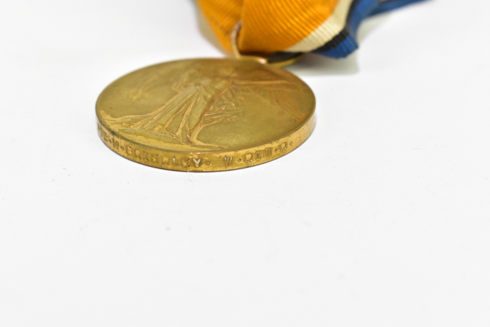 A WWI bronze memorial plaque awarded to Harold Brierley, with three WWI period medals awarded to - Bild 10 aus 21