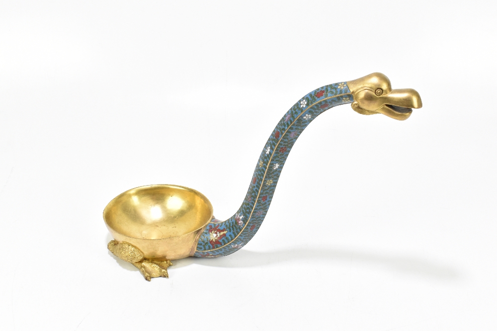 An unusual Chinese gilt metal and cloisonné brush washer modelled as a stylised sea creature with - Image 6 of 7