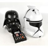 STAR WARS; a plastic Darth Vader helmet and an Imperial Forces helmet, both with voice functionality