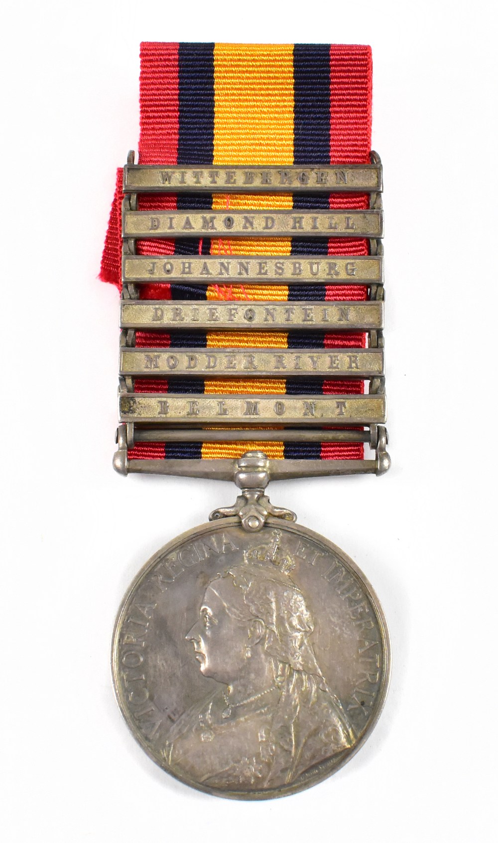 A QSA medal awarded to 6475 Dr F. McVicar A.S.C, with Wittebergen, Diamond Hill, Johannesburg,