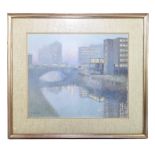 ROBERT 'BOB' RICHARDSON (born 1938); pastel, Manchester city scape, signed, 41 x 50cm, framed and