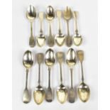 CHAWNER & CO; a set Victorian hallmarked silver Fiddle pattern dessert spoons, London 1848,