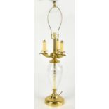 A reproduction brass and glass table lamp of Empire style, height 82cm. Additional InformationThe