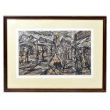 P. BEARD; a pencil signed limited edition print, figures with abstract buildings, signed and dated