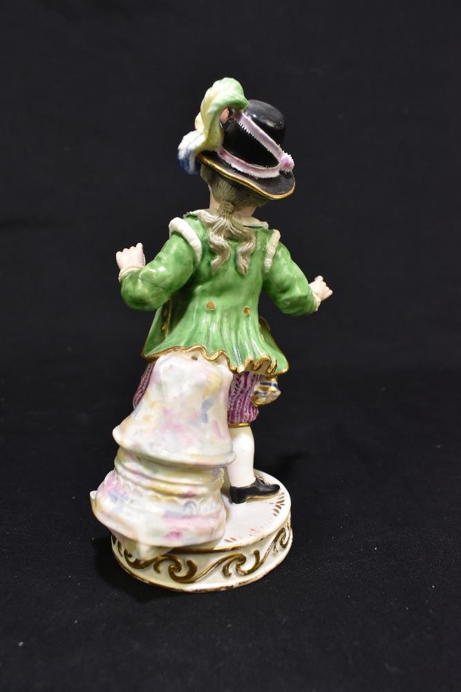 MEISSEN; an early 20th century figure of a portly young gentleman wearing elaborate clothing, - Image 3 of 9