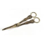 CHAWNER & CO; a pair of Victorian hallmarked silver grape scissors, London 1864, approx. 3.76ozt/