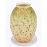 ROYAL WORCESTER; an ovoid shaped reticulated vase with floral decoration, green painted marks to the