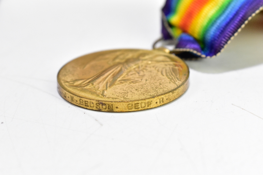 A WWI medal pair awarded to 12214 Cpl J.W. Bedson, Bedf.R, with Record Office medal record dated - Bild 8 aus 8