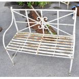 An aluminium garden bench, height 90cm, length 103cm, depth 45cm.