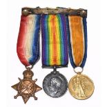 A WWI medal trio awarded to 706 GNR. A.Bmbr. F. Harrison R.F.A (3).