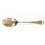A rare mid-18th century Guernsey silver spoon, engraved to the back of the terminal with the