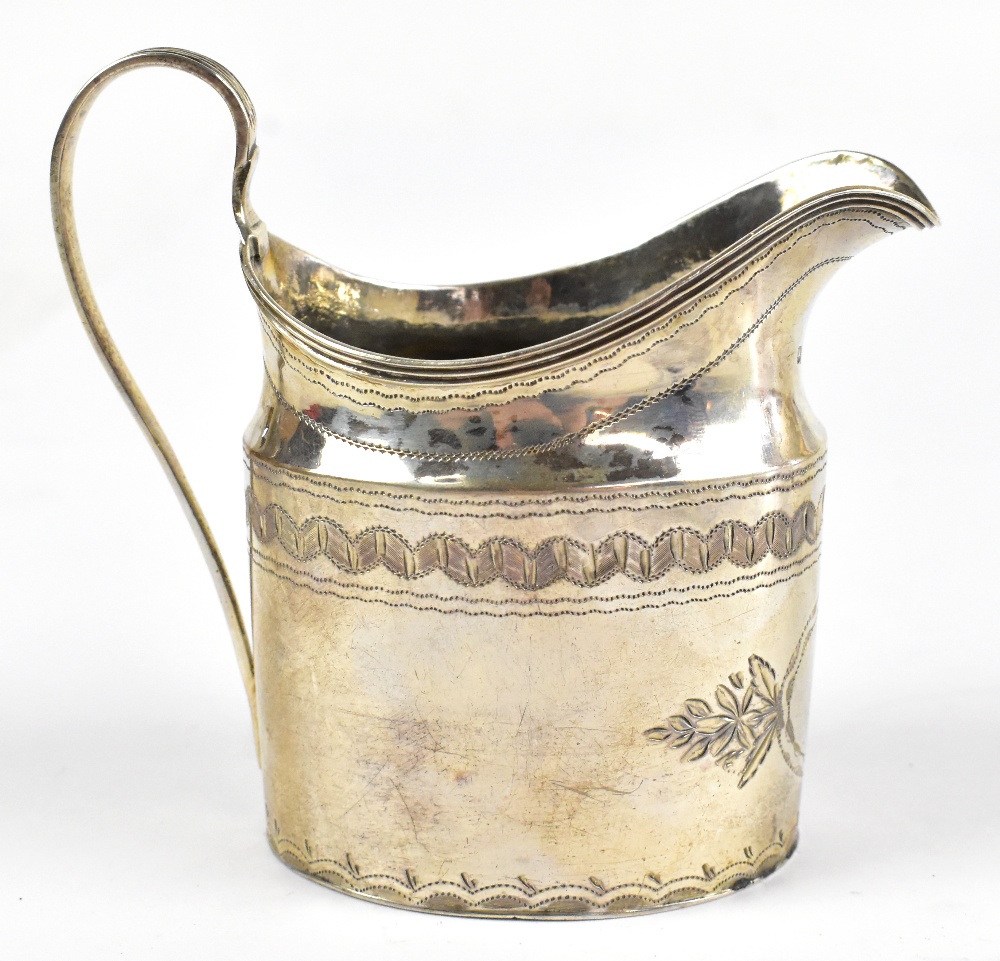 SOLOMON HOUGHAM; a George III hallmarked silver cream jug, London 1800, approx. 3.25ozt/101g.