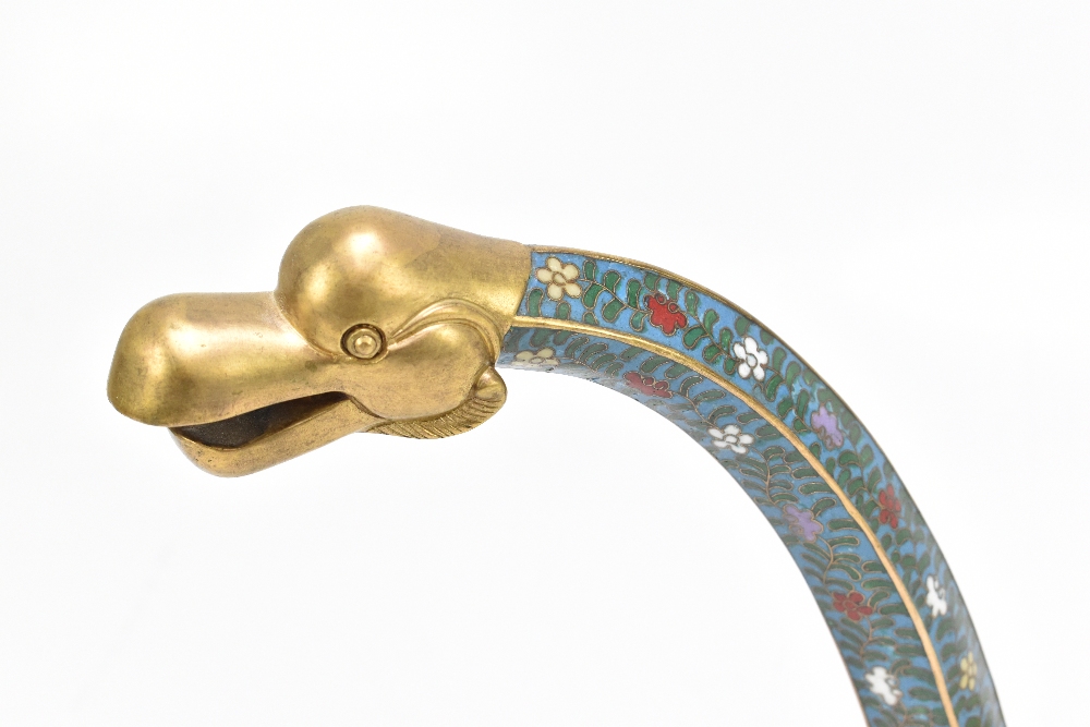 An unusual Chinese gilt metal and cloisonné brush washer modelled as a stylised sea creature with - Image 2 of 7