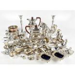 A collection of 19th century and later silver plate including a Harrod's four piece tea service, a