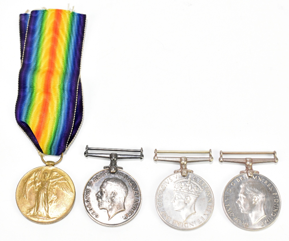 Two WWI medals awarded to GNR.J.MATHER.R.A, also two WWII Defence medals (4).Additional