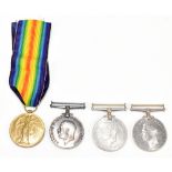 Two WWI medals awarded to GNR.J.MATHER.R.A, also two WWII Defence medals (4).Additional