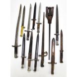 A group of thirteen bayonets, mainly British and French.Additional InformationMajor wear and rust