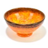 A Scottish Art Glass footed bowl in the manner of Monart, with internal mottled decoration, height