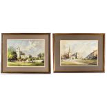 ALAN CAPEY; a pair of watercolours, Churches near Astlam, signed, approx. 37 x 52cm, framed and