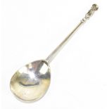 EVAN ROBERTS; an Edward VII hallmarked silver apostle top spoon, with dished bowl, Chester 1901,